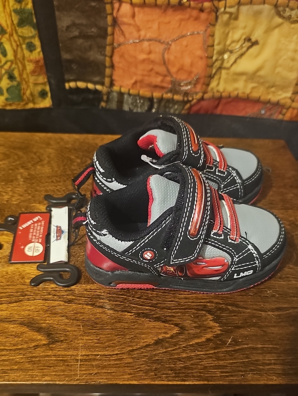 Disney Black, Gray & Red Lightning McQueen Kids Velcro Sneakers - Lighted Show
